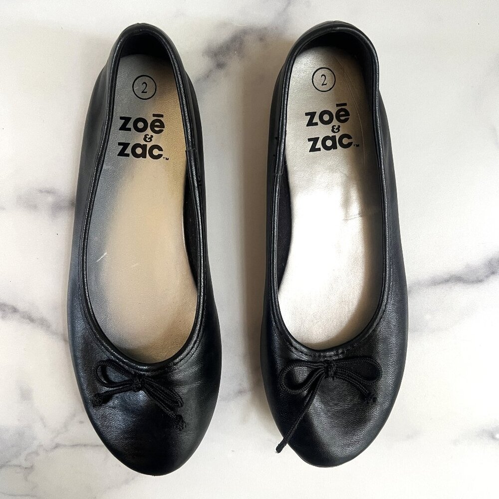 Zoe & Zac String Bow Ballet Flats, Black, Size 2